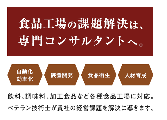 食品工場のお悩みを解決へと導きます